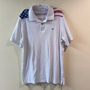 Vineyard Vines White Polo with Flag Accents